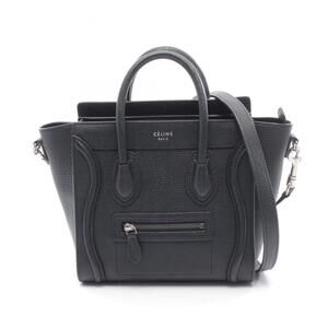 Celine Luggage Nano Shopper Handbag, Leather, Women's, Black